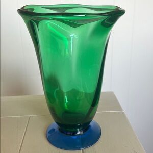 ORREFORS SWEDEN Blue Body & Green Base Glass